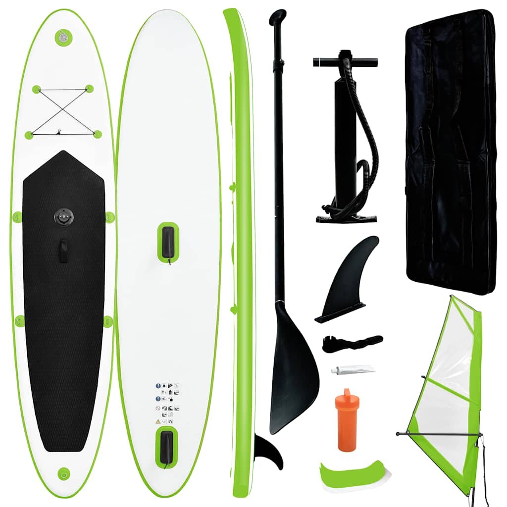 vidaXL Nafukovací Stand up paddleboard s plachtou zeleno biely