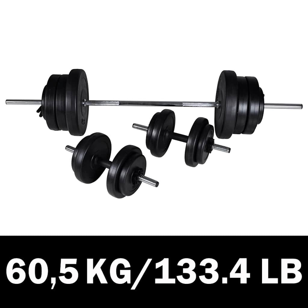 vidaXL Nakladací činkový setobojručná činka + 2 x jednoručná činka 605kg