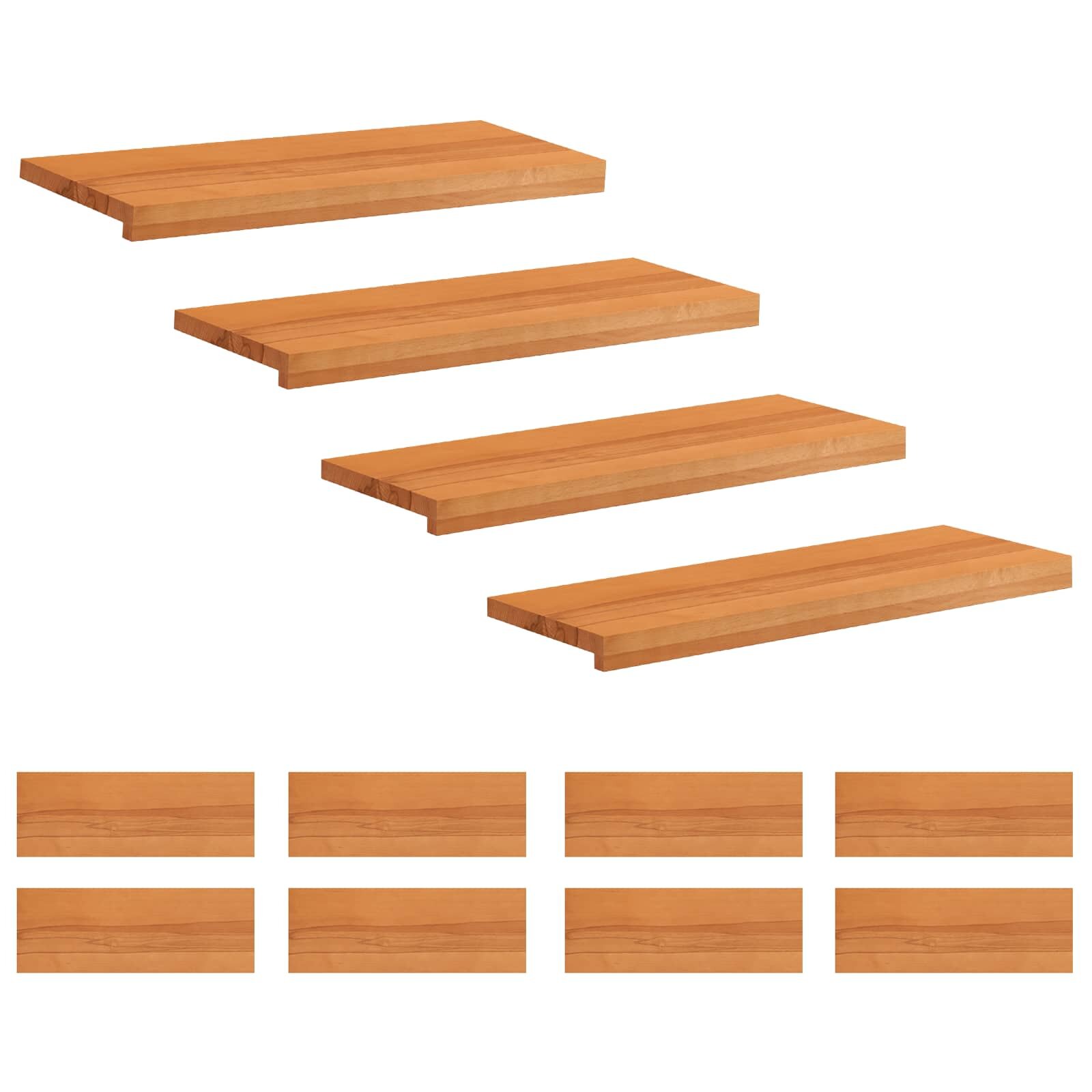 vidaXL Nášľapy na schody 12 ks 80 x 25 x 2 cm Svetlohnedá