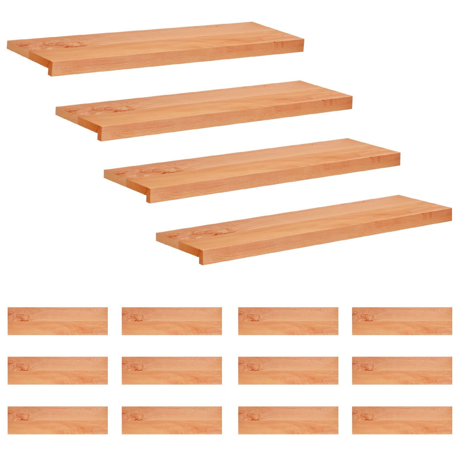 vidaXL Nášľapy na schody 16 ks 90 x 30 x 2 cm Lak Masívne bukové drevo