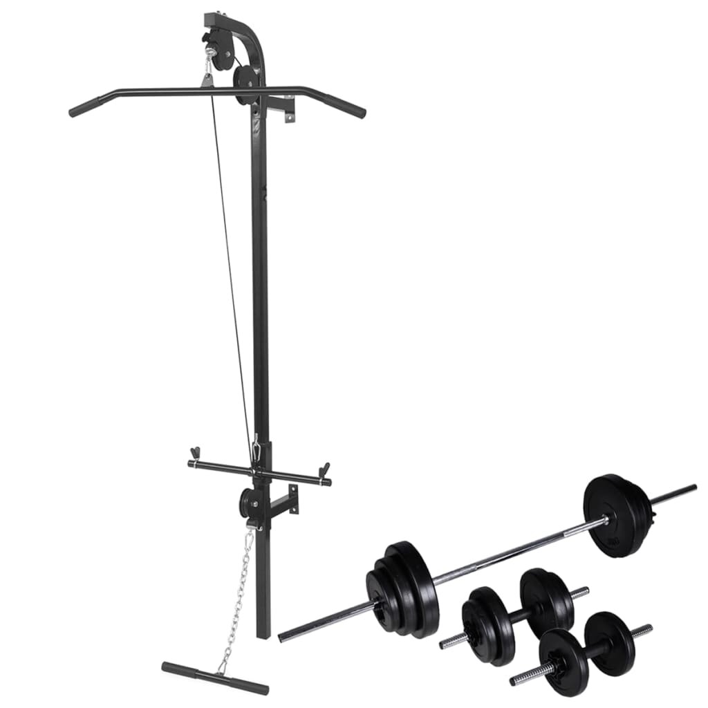 vidaXL Nástenná posilňovacia veža s činkami barbell a dumbbell 305 kg