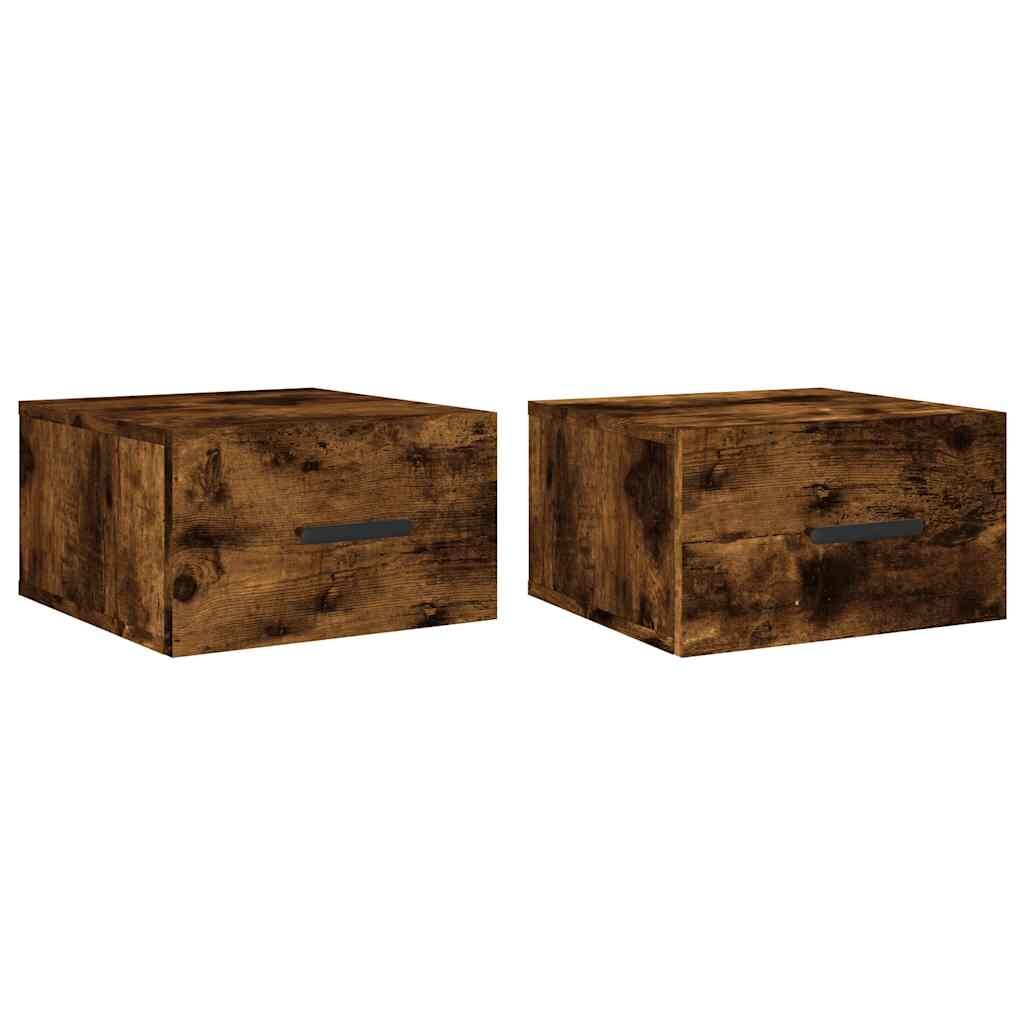 vidaXL Nástenné nočné stolíky 2 ks dymový dub 35x35x20 cm