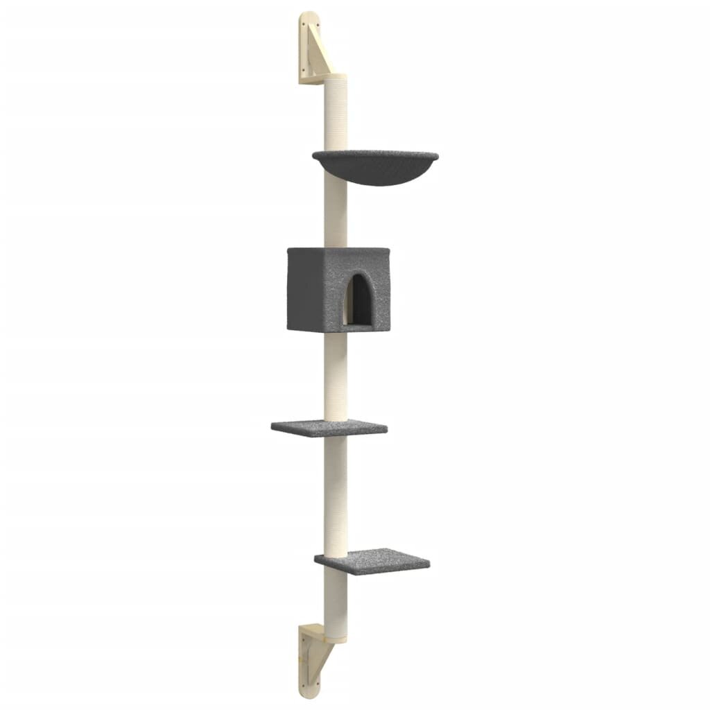 vidaXL Nástenné škrabadlo pre mačky tmavosivé 187 cm