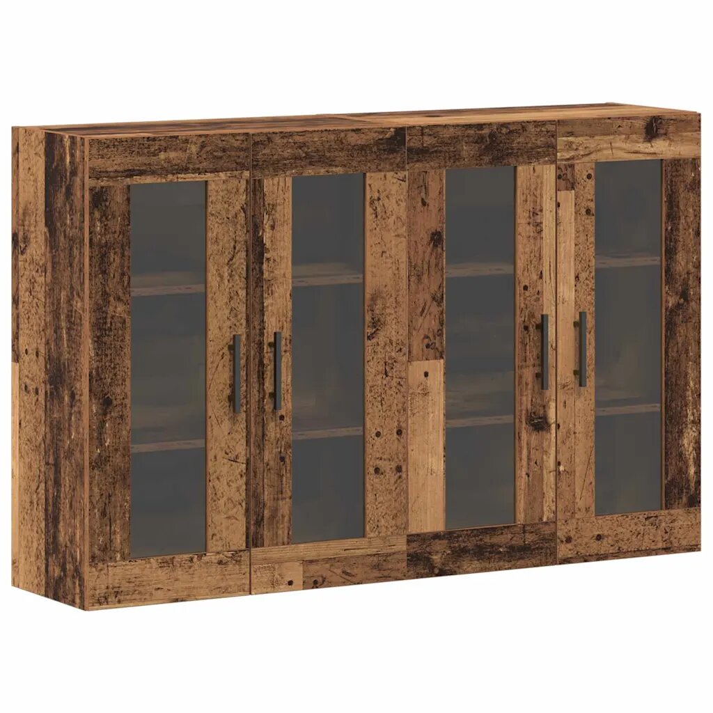vidaXL Nástenné skrinky 2 ks Staré drevo 695 x 34 x 90 cm