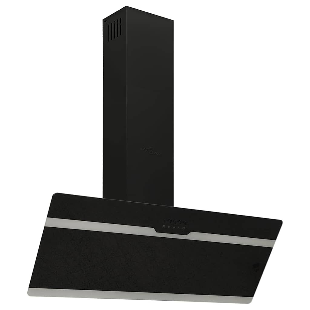 vidaXL Nástenný digestor 90 cm oceľ a tvrdené sklo čierny