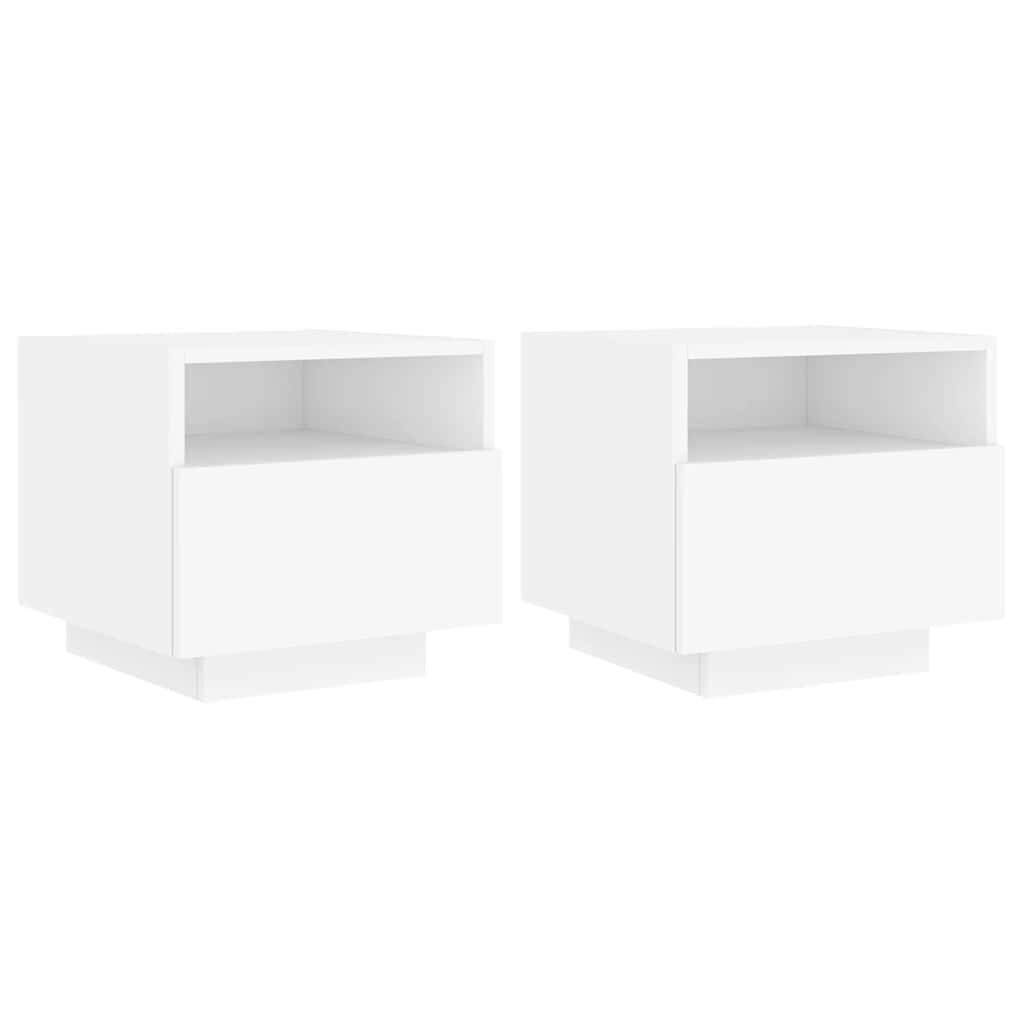 vidaXL Nočné stolíky s LED svetlami 2 ks biele 40x39x37 cm