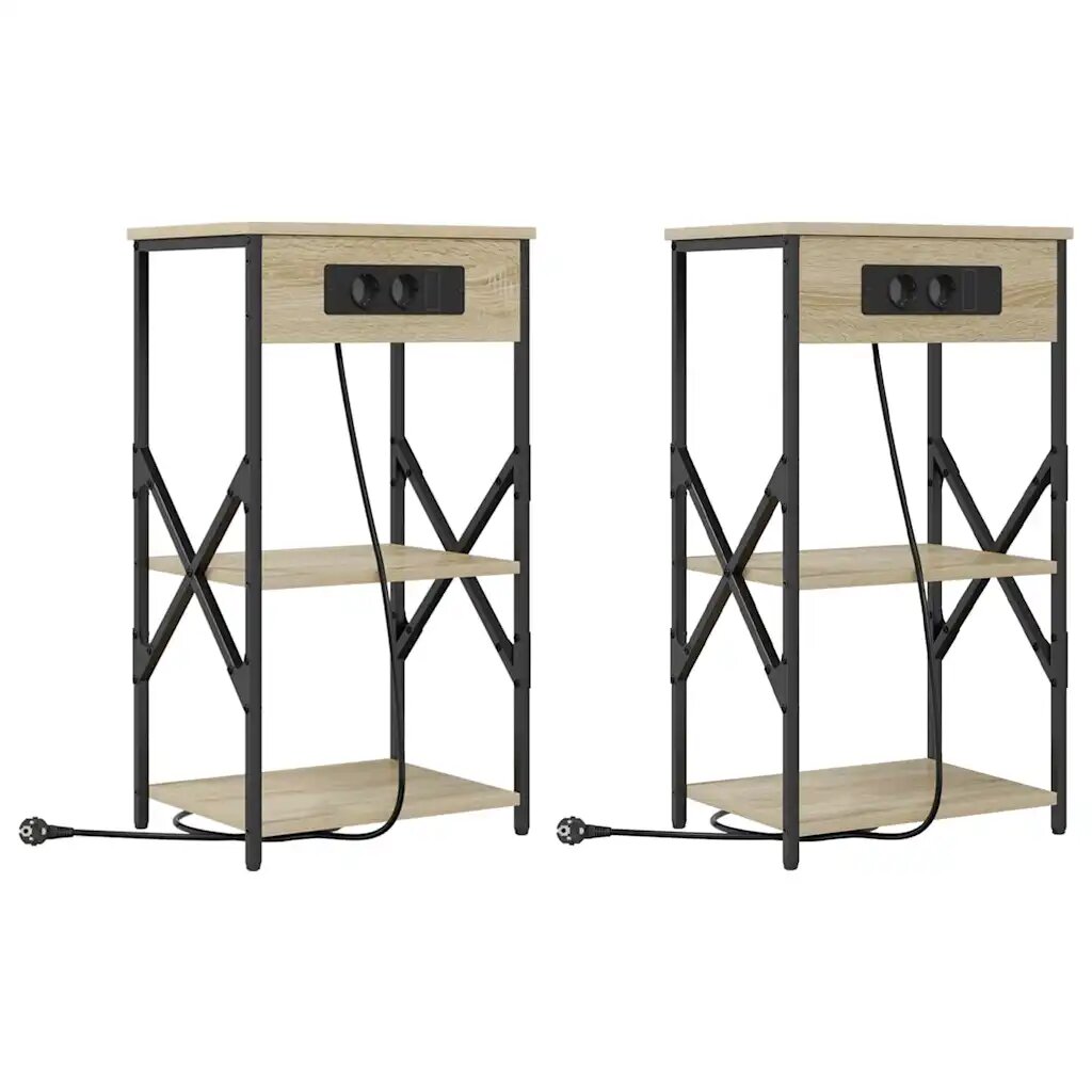 vidaXL Nočný stolík 2 ks Sonoma dub 41 x 31 x 76 cm Kompozitné drevo