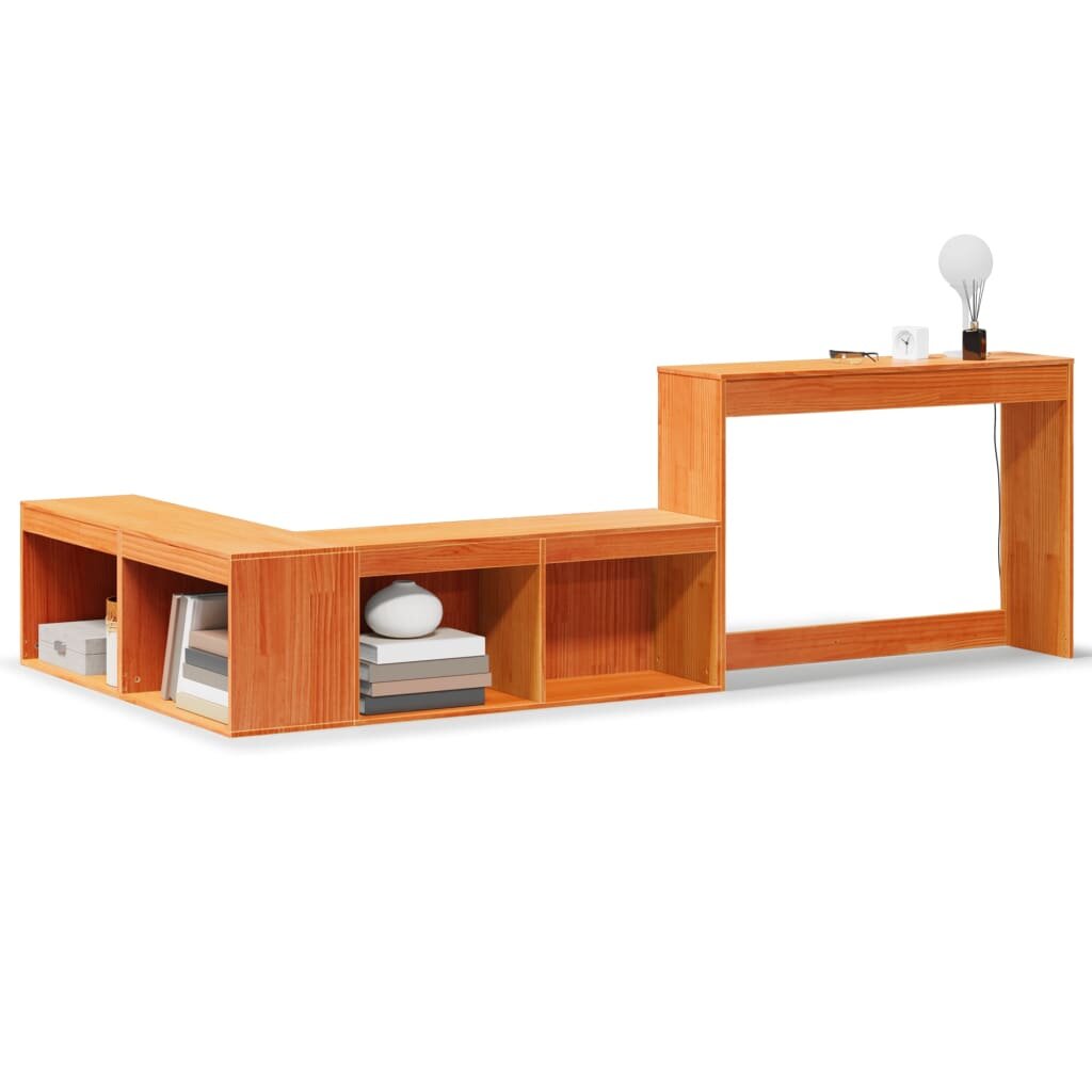 vidaXL Nočný stolík s písacím stolom hnedý 232x112x75 cm borovica