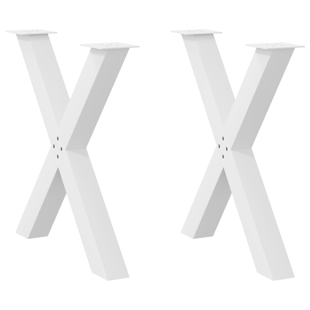 vidaXL Nohy k jedálenskému stolu v tvare X 2 ks biele 70 x (72-73) cm oceľové