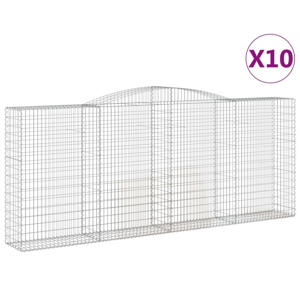 vidaXL Oblúkové gabiónové koše 10ks 400x50x160/180cm pozink. železo