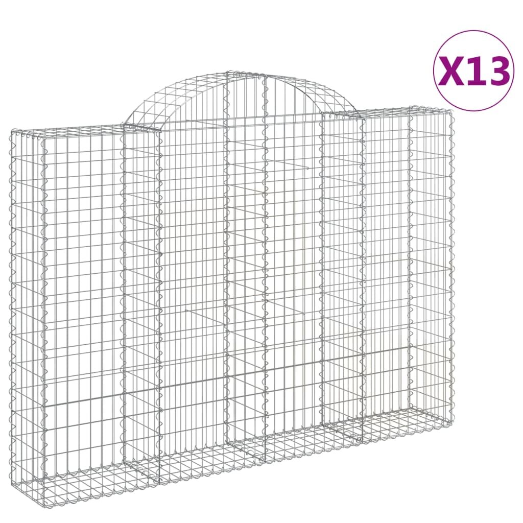 vidaXL Oblúkové gabionové koše 13 ks 200x30x140/160 cm pozink. železo