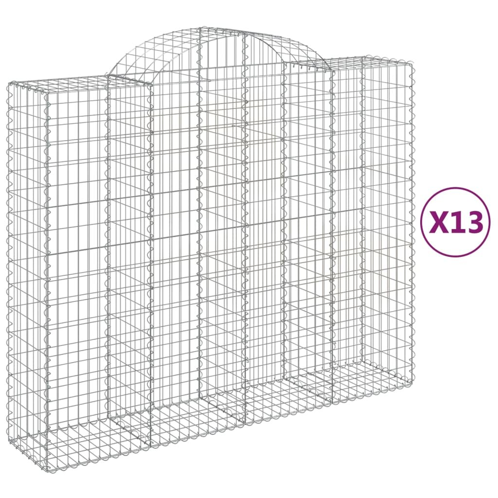 vidaXL Oblúkové gabiónové koše 13 ks 200x50x160/180 pozinkované železo