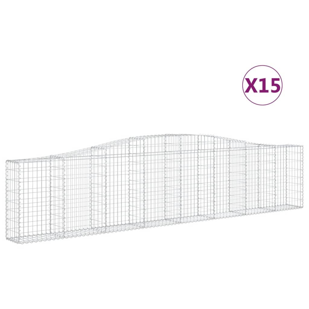 vidaXL Oblúkové gabionové koše 15ks 400x30x80/100cm pozinkované železo