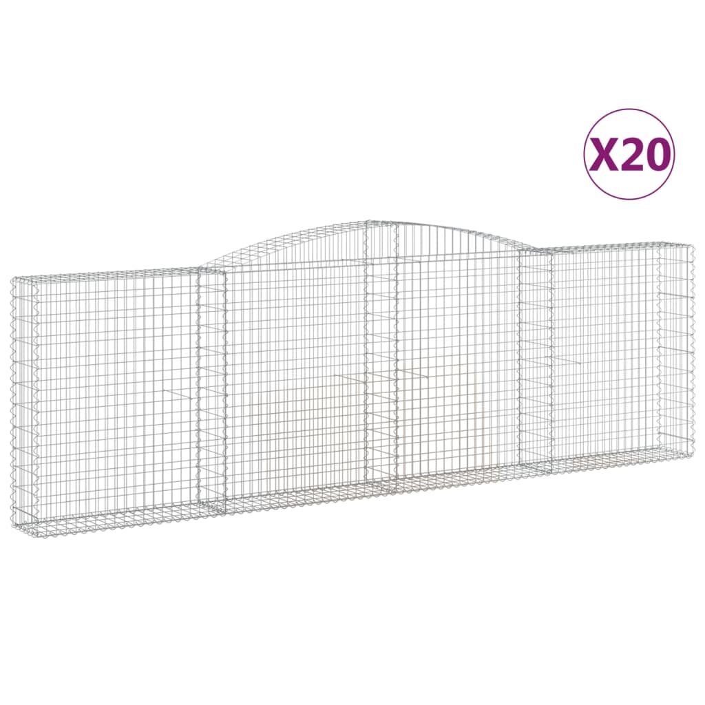 vidaXL Oblúkové gabionové koše 20 ks 400x30x120/140 cm pozink. železo