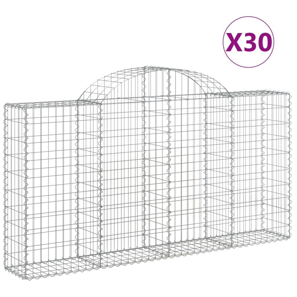 vidaXL Oblúkové gabiónové koše 30 ks 200x30x100/120cm pozinkov. železo