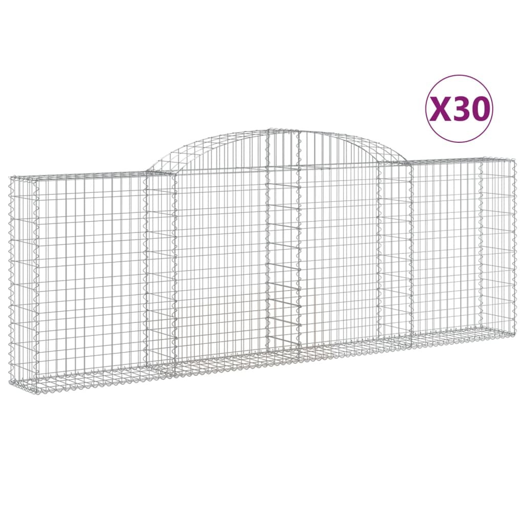 vidaXL Oblúkové gabiónové koše 30 ks 300x30x100/120cm pozinkov. železo