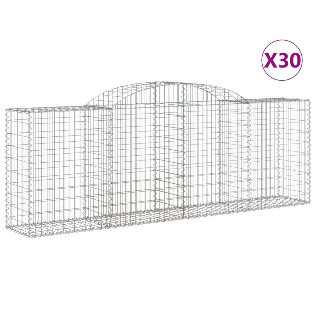 vidaXL Oblúkové gabiónové koše 30 ks 300x50x100/120cm pozinkov. železo