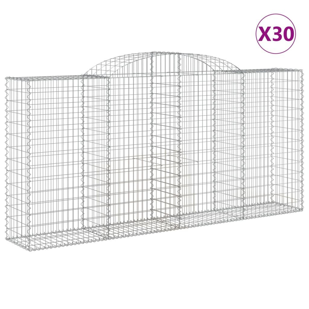 vidaXL Oblúkové gabionové koše 30 ks 300x50x140/160 cm pozink. železo