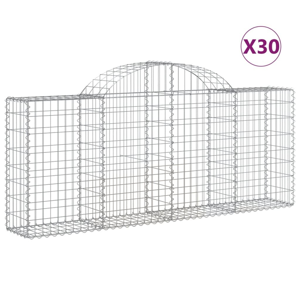 vidaXL Oblúkové gabionové koše 30ks 200x30x80/100cm pozinkované železo