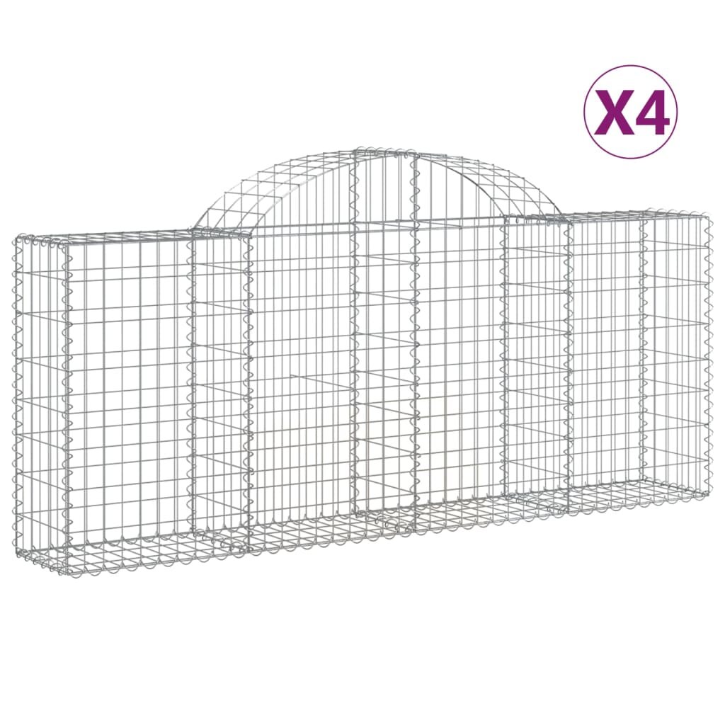 vidaXL Oblúkové gabionové koše 4 ks 200x30x80/100cm pozinkované železo