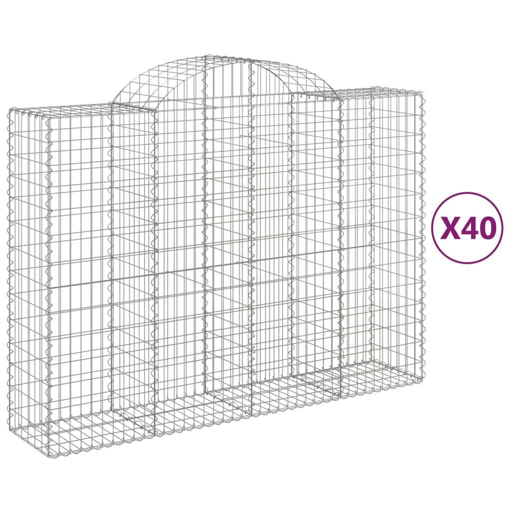 vidaXL Oblúkové gabionové koše 40 ks 200x50x140/160 cm pozink. železo