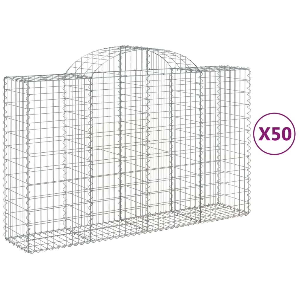 vidaXL Oblúkové gabionové koše 50 ks 200x50x120/140 cm pozink. železo