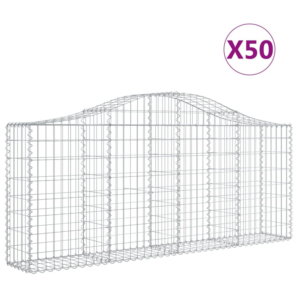 vidaXL Oblúkové gabionové koše 50ks 200x30x80/100cm pozinkované železo