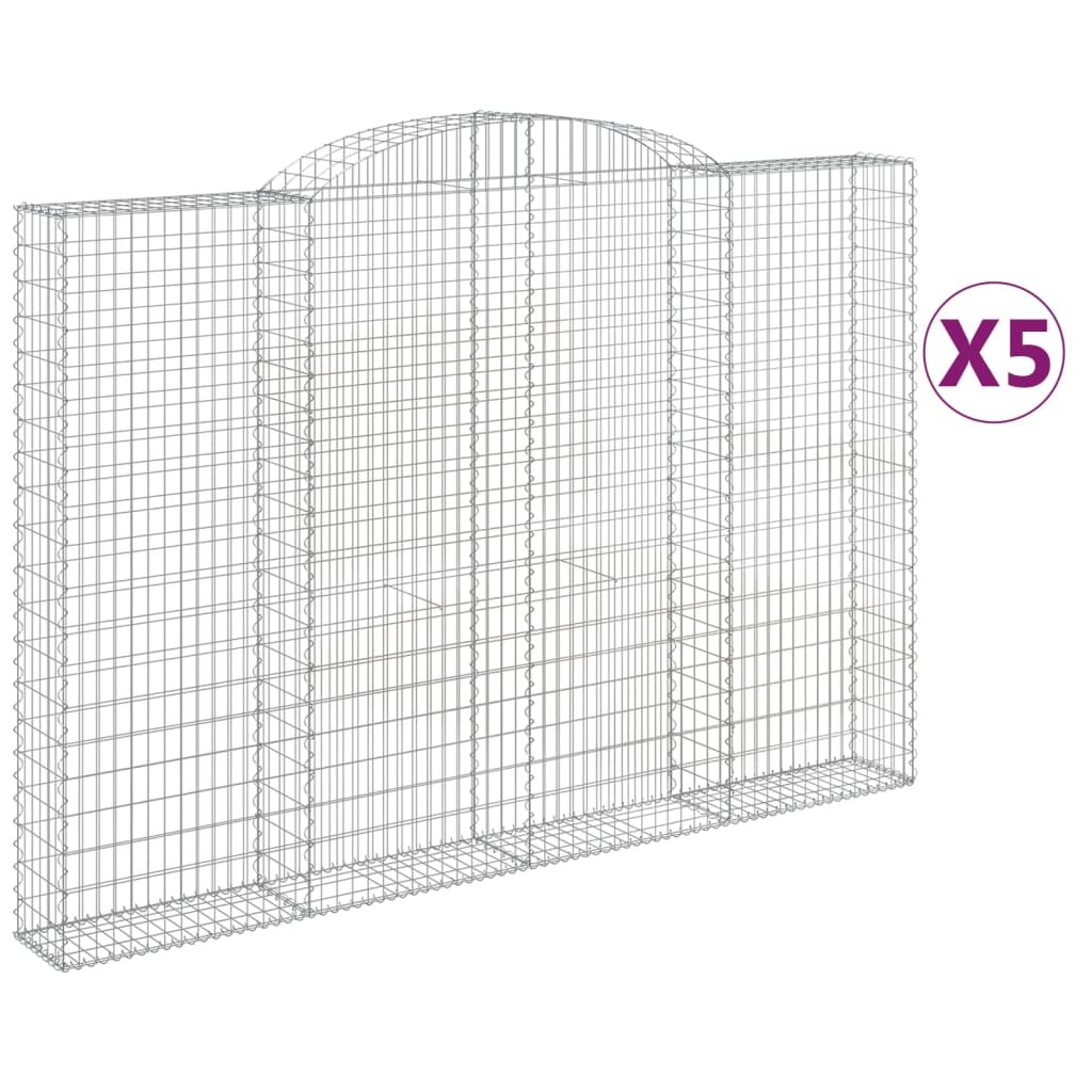 vidaXL Oblúkové gabionové koše 5ks 300x30x200/220cm pozinkované železo