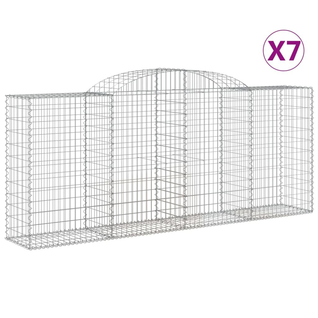 vidaXL Oblúkové gabionové koše 7 ks 300x50x120/140 cm pozink. železo
