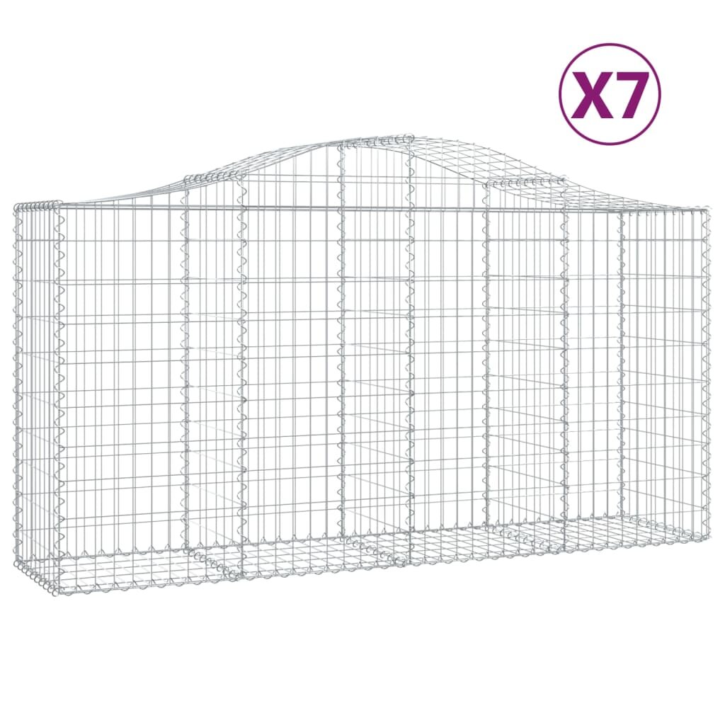 vidaXL Oblúkové gabiónové koše 7ks 200x50x100/120cm pozinkované železo
