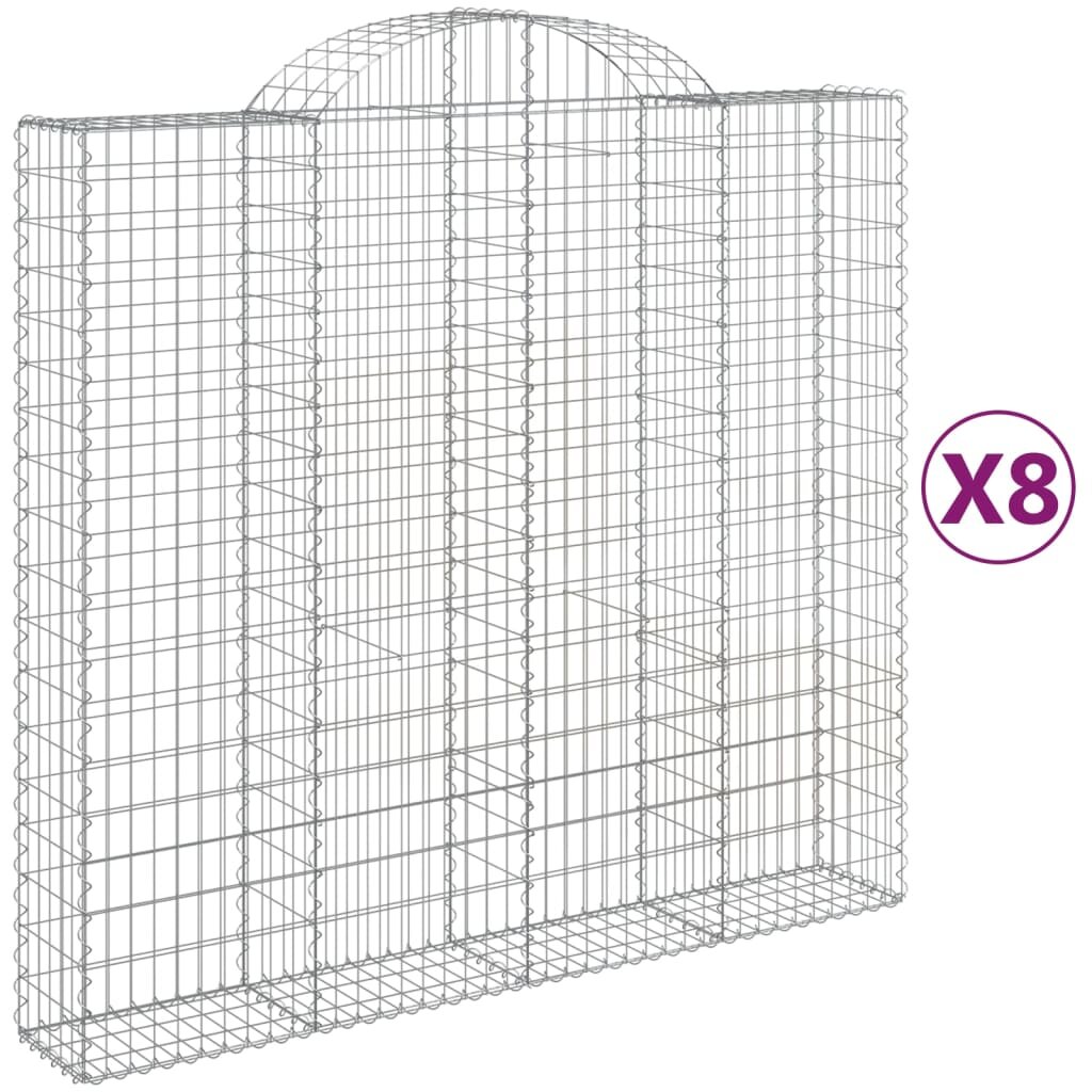 vidaXL Oblúkové gabiónové koše 8ks 200x50x180/200cm pozinkované železo