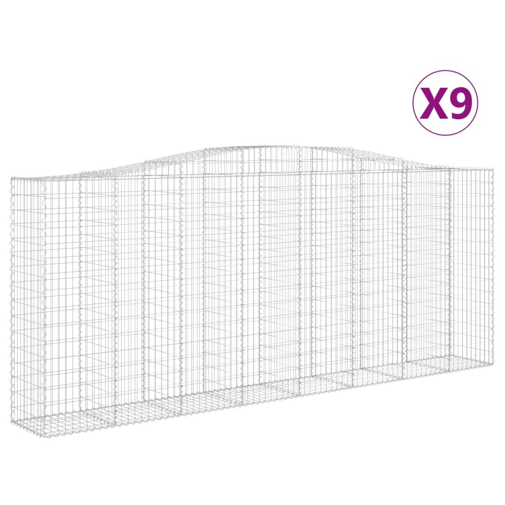 vidaXL Oblúkové gabiónové koše 9ks 400x50x160/180cm pozinkované železo