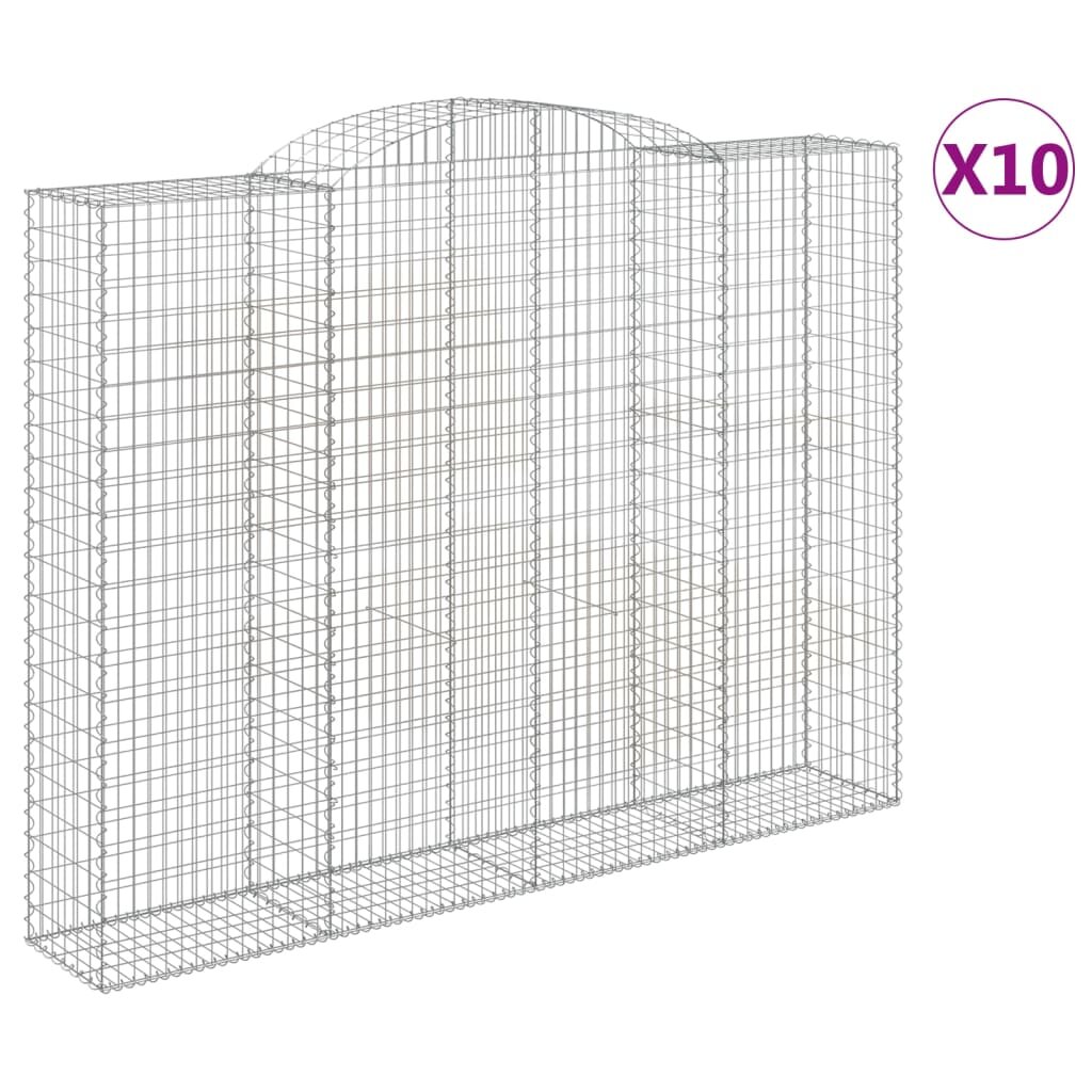 vidaXL Oblúkový gabionový kôš 10ks 300x50x220/240cm pozinkované železo