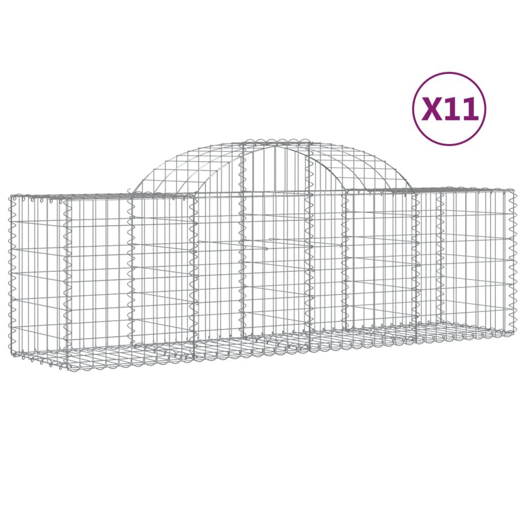 vidaXL Oblúkový gabionový kôš 11 ks 200x50x60/80 cm pozinkované železo
