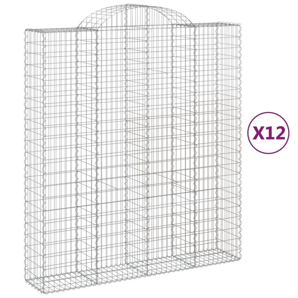 vidaXL Oblúkový gabionový kôš 12ks 200x50x220/240cm pozinkované železo