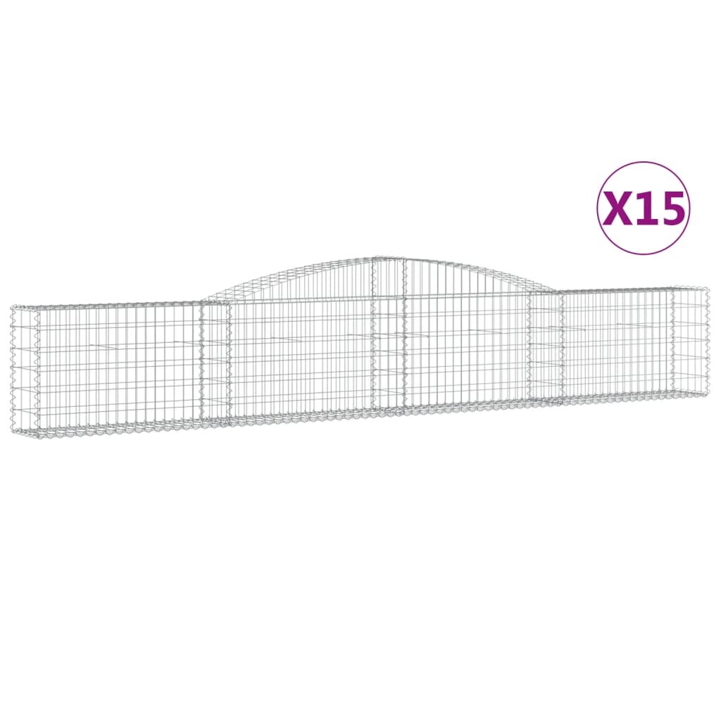 vidaXL Oblúkový gabionový kôš 15 ks 400x30x60/80 cm pozinkované železo