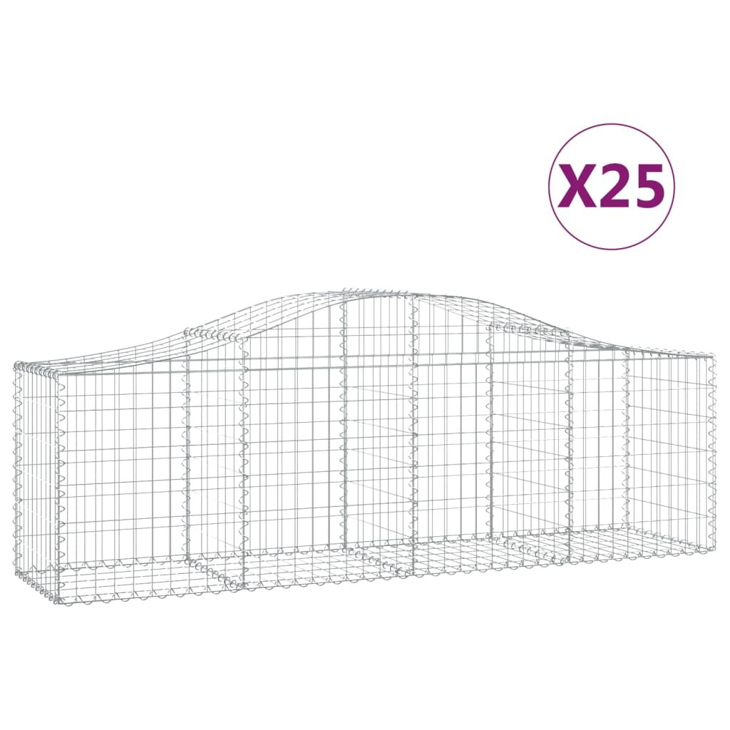vidaXL Oblúkový gabionový kôš 25 ks 200x50x60/80 cm pozinkované železo