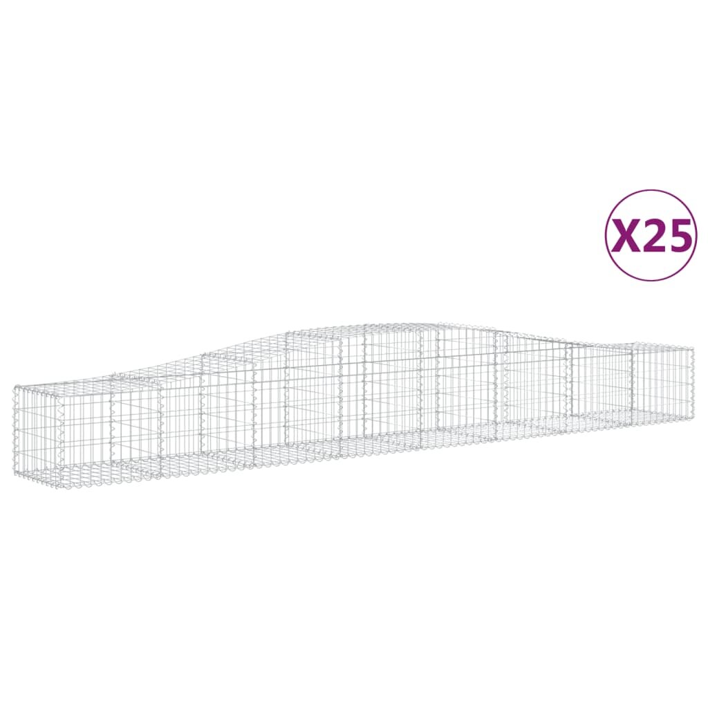 vidaXL Oblúkový gabionový kôš 25 ks 400x50x40/60 cm pozinkované železo
