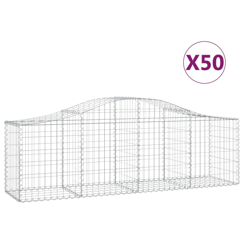 vidaXL Oblúkový gabionový kôš 50 ks 200x50x60/80 cm pozinkované železo