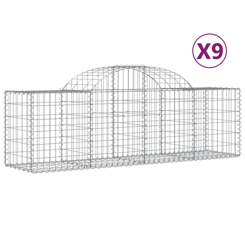 vidaXL Oblúkový gabionový kôš 9 ks 200x50x60/80 cm pozinkované železo