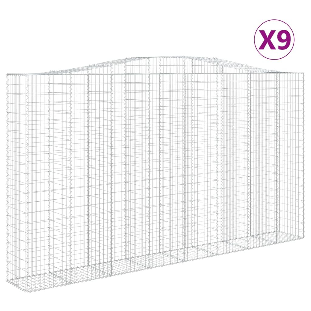 vidaXL Oblúkový gabionový kôš 9 ks 400x50x220/240cm pozinkované železo