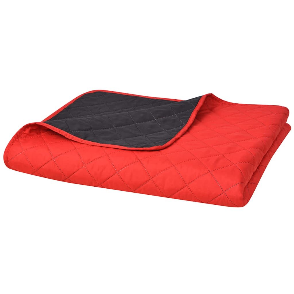 vidaXL Obojstranná posteľná prikrývka červená a čierna 170 x 210 cm