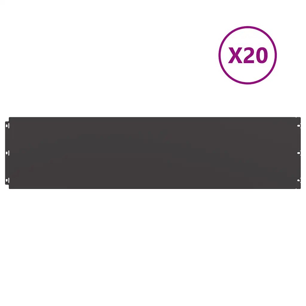vidaXL Obrubník trávnika 20 ks 25 x 103 cm Čierna