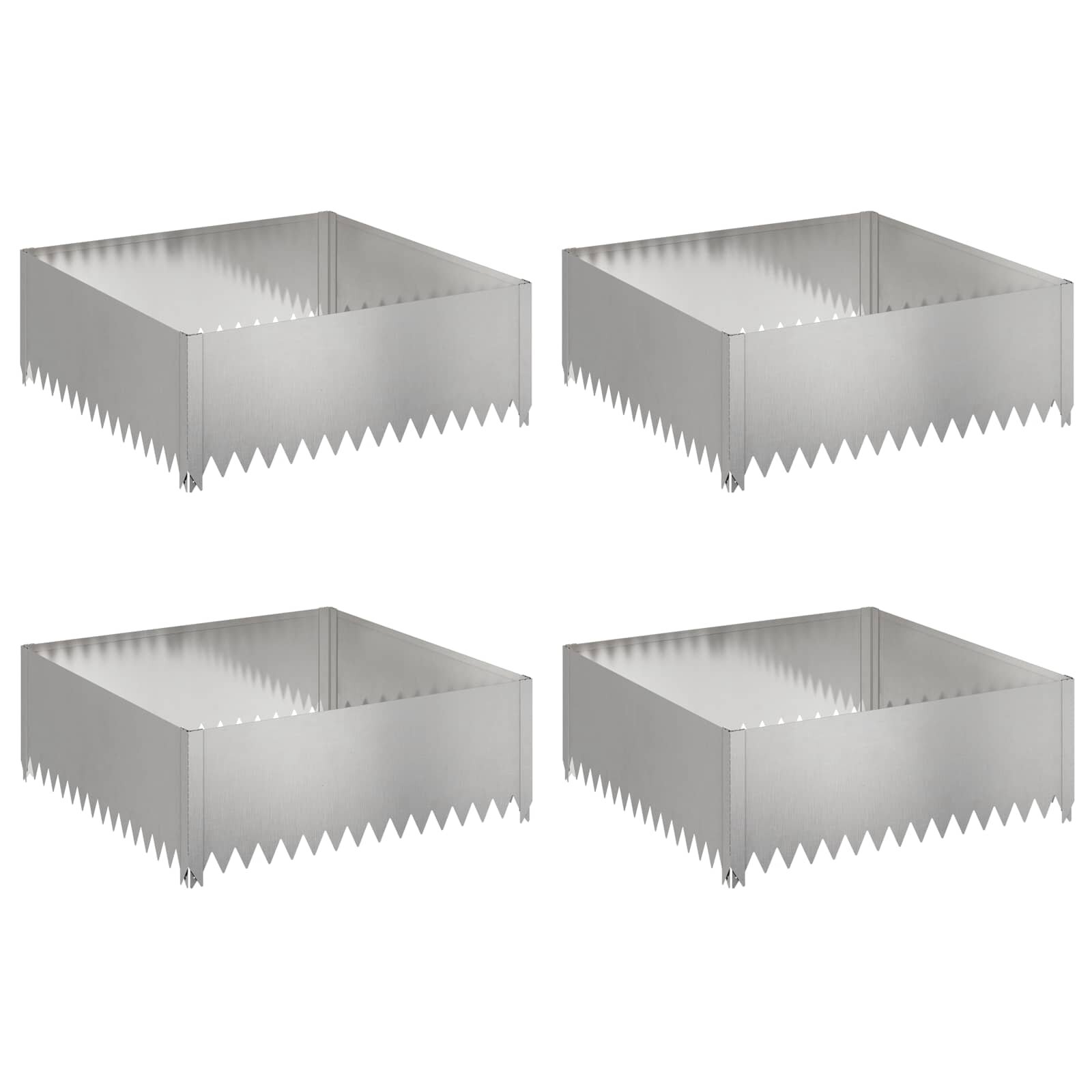 vidaXL Obrubník trávnika 4 ks 100 x 100 x 35 cm Oceľ Strieborná