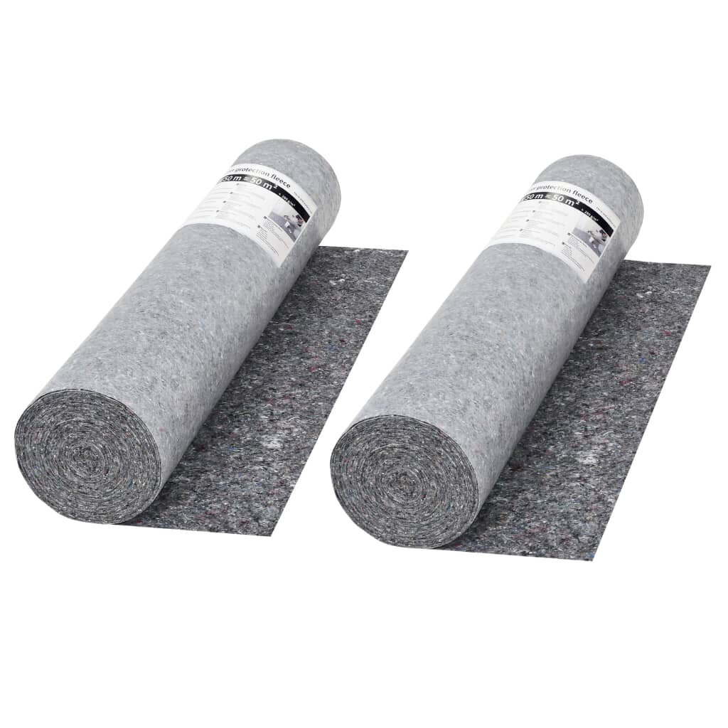 vidaXL Ochranný koberec fleece 2 ks 50 m 280 g/m² sivý