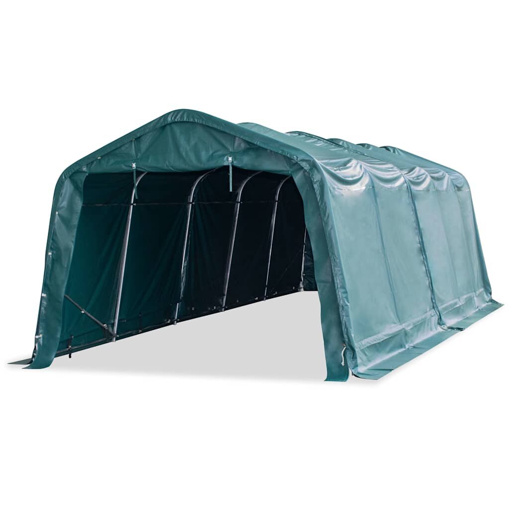 vidaXL Odnímateľný prístrešok pre dobytok PVC 550 g/m² 33x8m zelený