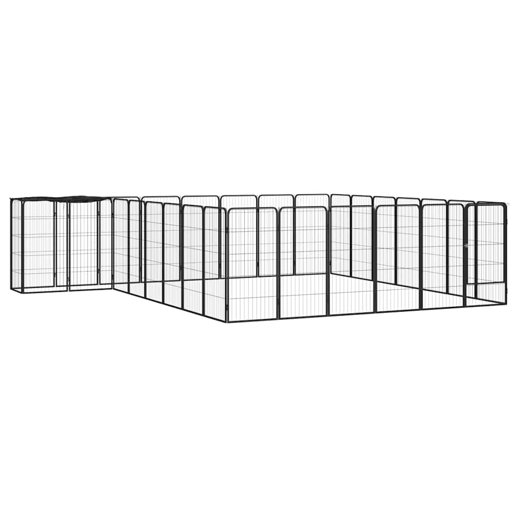 vidaXL Ohrádka pre psov 30 panelov čierna 50x100 cm práškovaná oceľ