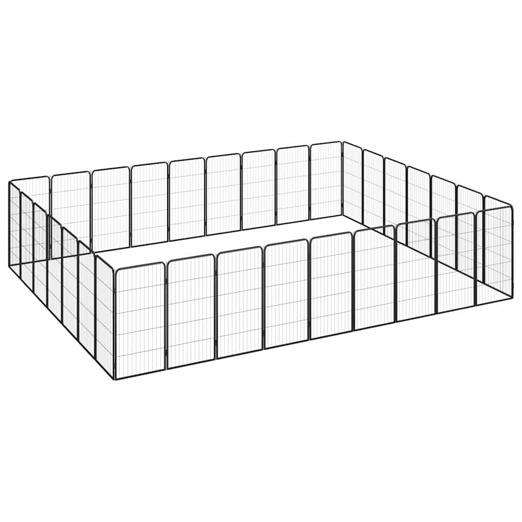 vidaXL Ohrádka pre psov 32 panelov čierna 50x100 cm práškovaná oceľ