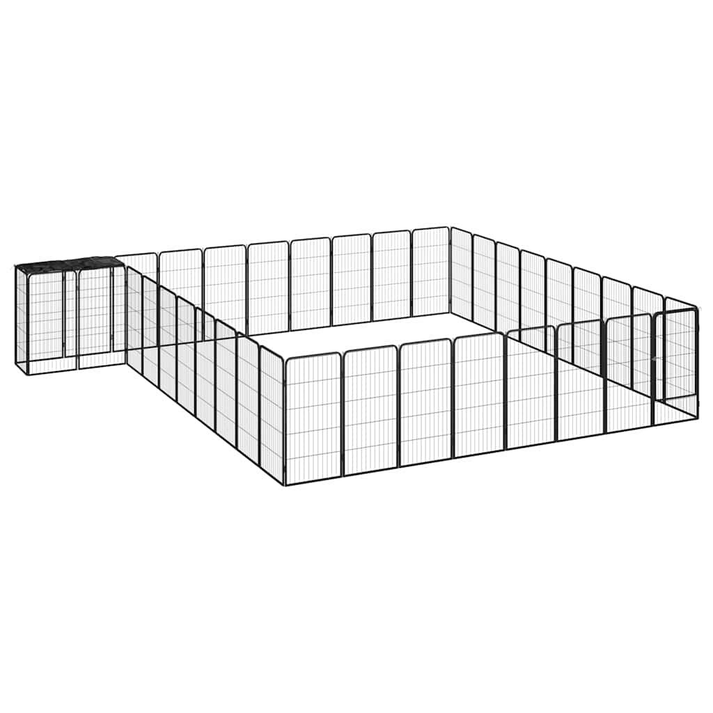 vidaXL Ohrádka pre psov 38 panelov čierna 50x100 cm práškovaná oceľ