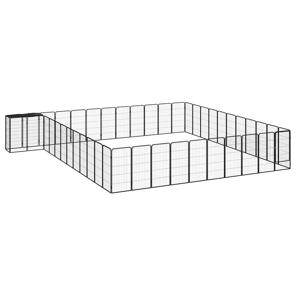 vidaXL Ohrádka pre psov 46 panelov čierna 50x100 cm práškovaná oceľ